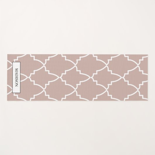 Custom Beige Moroccan Lattice Pattern Yogamat (Voorkant (horizontaal))