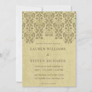 Custom Beige Tan Olive Green Glamour Lace Wedding Kaart