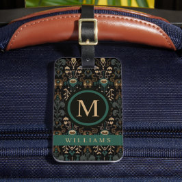 Custom Beige Zwart Bruin Groen Azteeks Patroon Bagagelabel