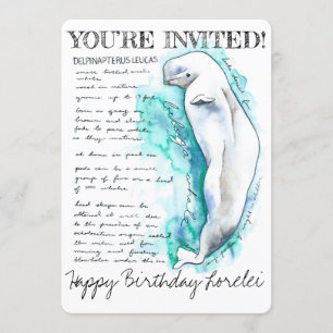 Custom Beluga Whale Illustration Invitation Kaart
