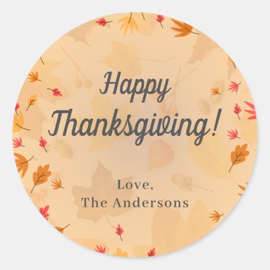 CUSTOM Bericht Happy Thanksgiving herfst Ronde Sticker (Voorkant)