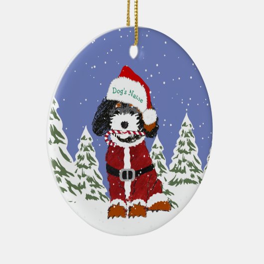 Custom Bernedole Santa Dog Keramisch Ornament (Rechts)