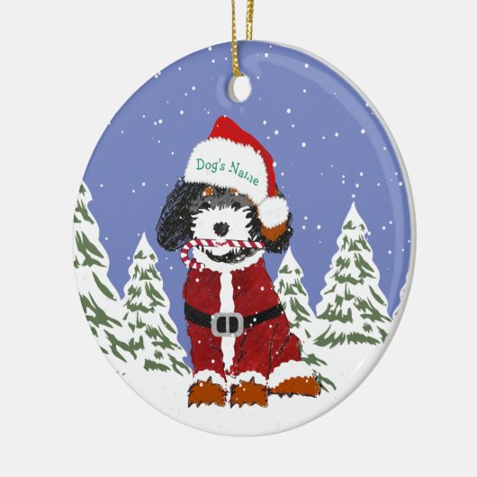 Custom Bernedole Santa Dog Keramisch Ornament (Links)