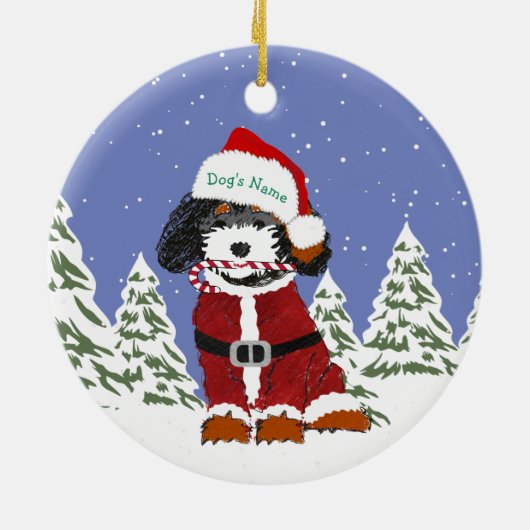 Custom Bernedole Santa Dog Keramisch Ornament (Achterkant)