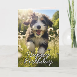Custom Bernedoodle Happy Birthday Kaart