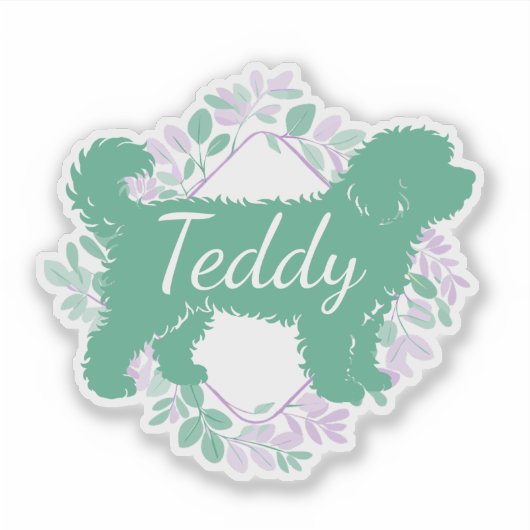 Custom Bernedoodle Sticker Matcha Green Silhouette (Voorkant)