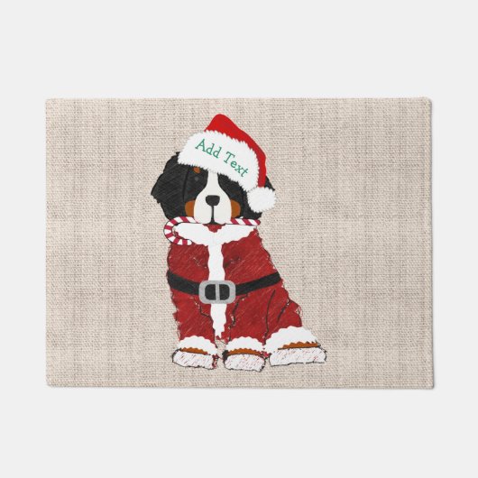 Custom Bernese Mountain Dog Santa Paws Deurmat (Voorkant)