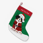 Custom Bernese Mountain Dog Santa Paws Kleine Kerstsok (Voorkant (Hangend))