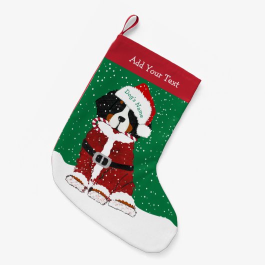 Custom Bernese Mountain Dog Santa Paws Kleine Kerstsok (Voorkant (Hangend))