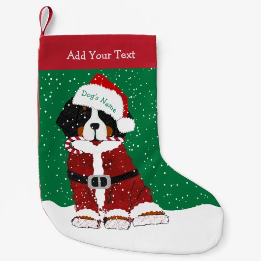 Custom Bernese Mountain Dog Santa Paws Kleine Kerstsok (Voorkant)