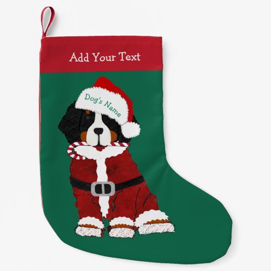 Custom Bernese Mountain Dog Santa Paws Kleine Kerstsok (Voorkant)