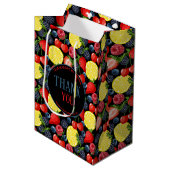 Custom Berries & Citrus Pattern Paper Gift Bag Medium Cadeauzakje (Voorkant Gekanteld)