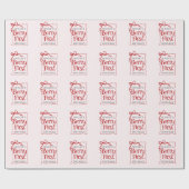 Custom Berry Eerste Coquette Roze Bow 1e Verjaarda Cadeaupapier (Vlak)