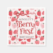 Custom Berry Eerste Coquette Roze Bow 1e Verjaarda Servet (Voorkant)