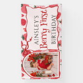 Custom Berry Eerste Coquette Roze Bow 1e Verjaarda Spandoek (Verticaal)