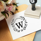 Custom Berry Laurel Wreath Wedding Monogram Rubberstempel