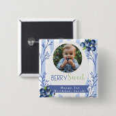 Custom  Berry Sweet Birthday photo Button (Voorkant /achterkant)