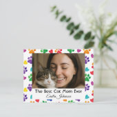 Custom Best Cat Mom Ever Photo Postcard Feestdagenkaart (Staand voorkant)
