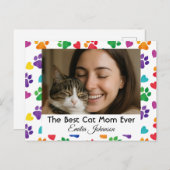 Custom Best Cat Mom Ever Photo Postcard Feestdagenkaart (Voorkant / Achterkant)