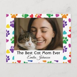Custom Best Cat Mom Ever Photo Postcard Feestdagenkaart