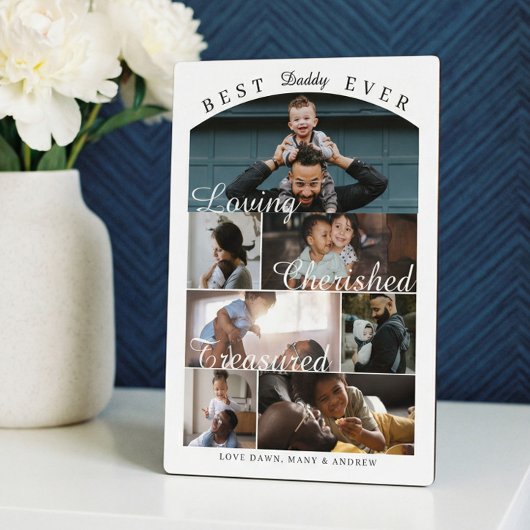 Custom Best Dad Ever Family Photo Collage Keepsake Fotoplaat