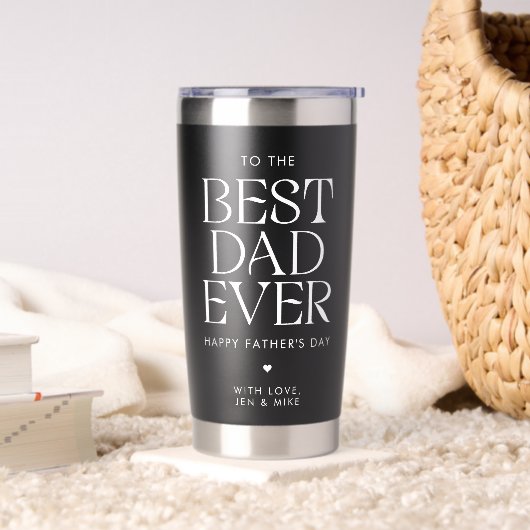 Custom Best Dad Ever Modern Vaderdag Elegant Geïsoleerde Drinkbeker (Woonkamer)