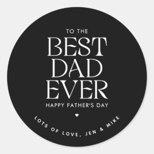 Custom Best Dad Ever Modern Vaderdag Elegant Ronde Sticker