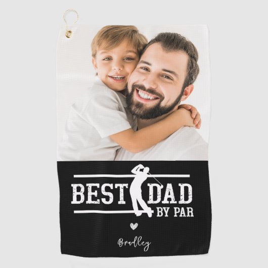 Custom Best Dad van Par Photo Golfhanddoek (Voorkant)