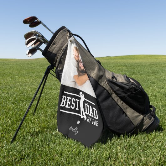 Custom Best Dad van Par Photo Golfhanddoek (Groen)