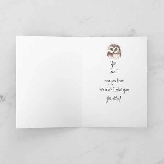 Custom Best Friend, Cute Owl Humor Kaart (Binnen)
