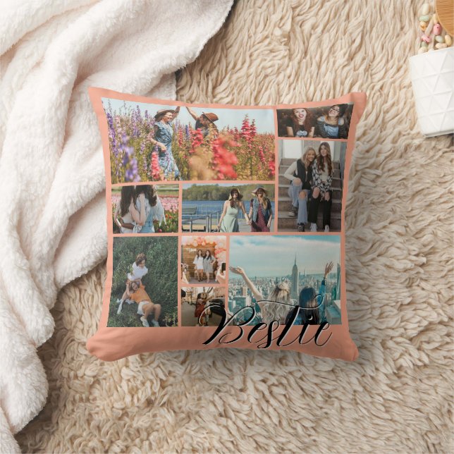 Custom Best Friend Photo Collage Gift voor Besties Kussen (Deken)