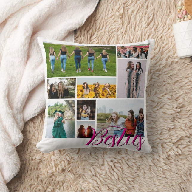 Custom Best Friend Photo Collage Gift voor Besties Kussen (Deken)