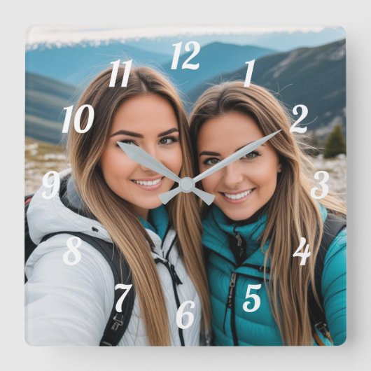 Custom Best Friends Afbeelding Vierkante Klok (Voorkant)
