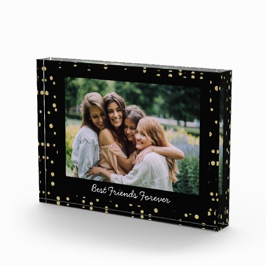 Custom Best Friends BFF Besties Foto Zwart Goud (Rechts)