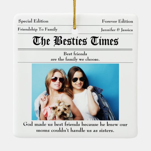 Custom Best Friends Krant 2 Foto Keramisch Ornament (Achterkant)