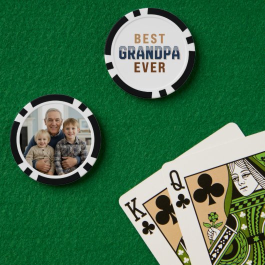Custom Best Grandpa Ever Photo Poker Chips (Pokertafel (Dubbel))