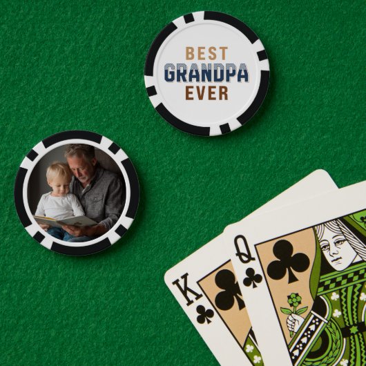 Custom Best Grandpa Ever Photo Poker Chips (Pokertafel (Dubbel))