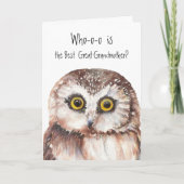 Custom Best Great Grandmother Cute Owl Humor Kaart (Voorkant)
