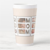 Custom best Mom 3 Photo Grid Birthday Keepsake Latte Mok (Voorkant)