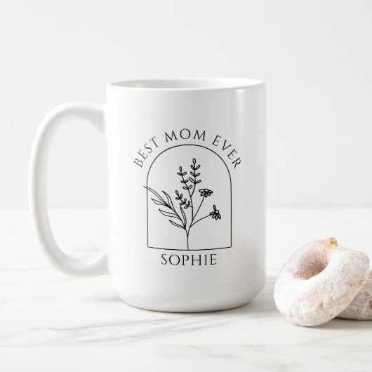 Custom Best Mom Ever Moederdag cadeau voor moeder Koffiemok (Met donut)