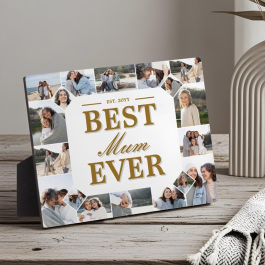 Custom Best Mum Ever Family Photo Collage Keepsake Fotoplaat
