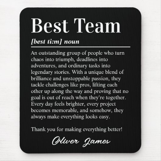 Custom Best Team Definition Employee Appreciation Muismat (Voorkant)