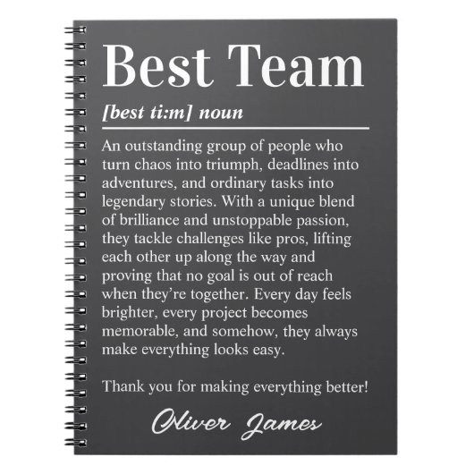 Custom Best Team Definition Employee Appreciation Notitieboek (Voorkant)