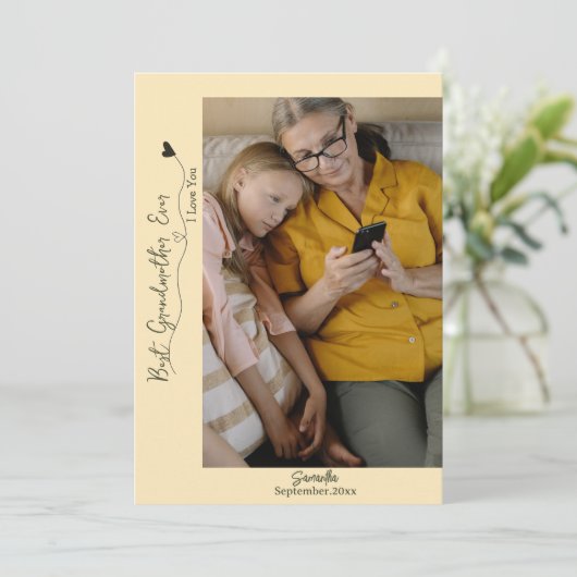 Custom Beste Grootmoeder Ooit foto Vakantie Kaart (Staand voorkant)