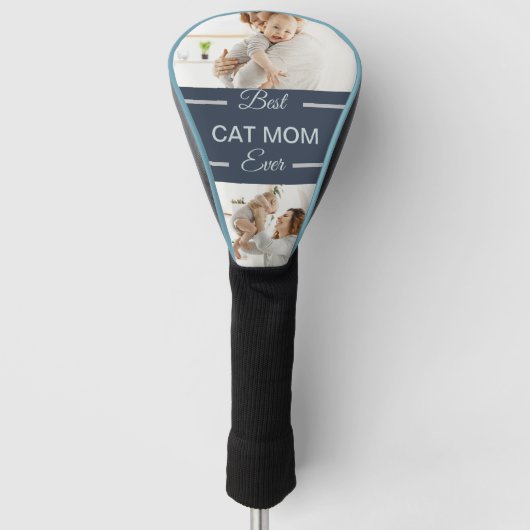 Custom Beste kat moeder ooit 2 foto geschenken Golfheadcover (Voorkant)