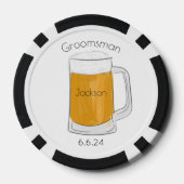 Custom Beste Man Groomsman Bier Bruiloft Poker Chips (Achterkant)