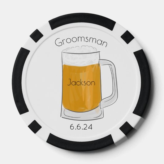 Custom Beste Man Groomsman Bier Bruiloft Poker Chips (Achterkant)
