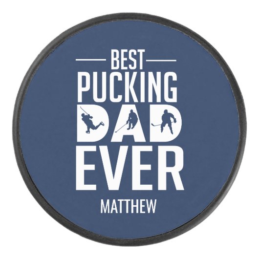 Custom Beste Pucking Papa Ooit Gelukkig Vaderdag Hockey Puck (Voorkant)