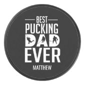 Custom Beste Pucking Papa Ooit Gelukkig Vaderdag Hockey Puck (Voorkant)