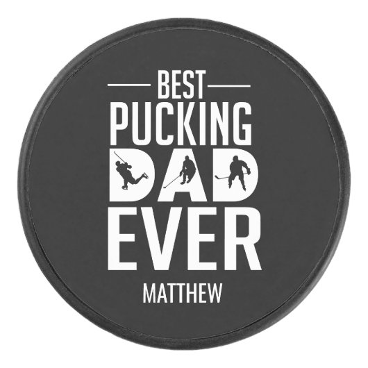 Custom Beste Pucking Papa Ooit Gelukkig Vaderdag Hockey Puck (Voorkant)